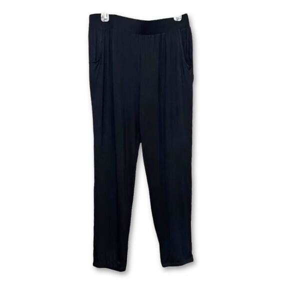 Blis Pants High Rise Pull On Cropped Length Stretch Yoga Black Women's US L NWOT - Picture 1 of 7